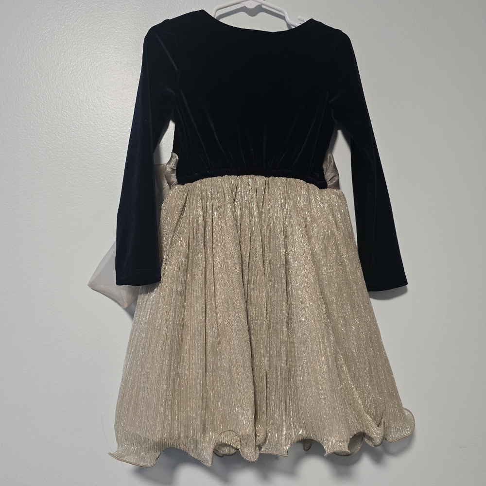 5T Toddler Girls' Bonnie Jean Blue/Gold Holiday Dress - Picture 4 of 9